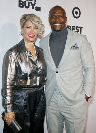Terry Crews and Rebecca Crews at the Eva Longoria Foundation Dinner Gala held at the Four Seasons Hotel in Beverly Hills, USA on November 8, 2018.のeditorial素材