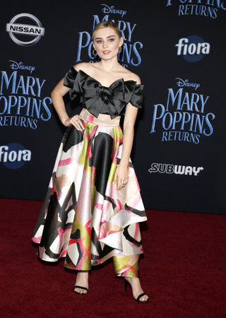 Meg Donnelly at the World premiere of Disney's 'Mary Poppins Returns' held at the Dolby Theatre in Hollywood, USA on November 29, 2018.のeditorial素材