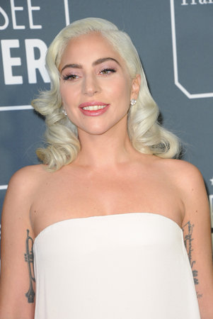 Lady Gaga at the 24th Annual Critics' Choice Awards held at the Barker Hangar in Santa Monica, USA on January 13, 2019.のeditorial素材