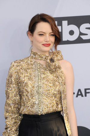 Emma Stone at the 25th Annual Screen Actors Guild Awards held at the Shrine Auditorium in Los Angeles, USA on January 27, 2019.のeditorial素材