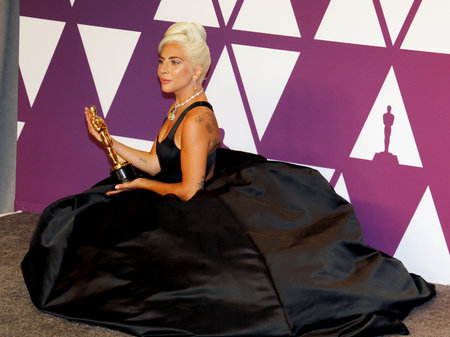 Lady Gaga at the 91st Annual Academy Awards - Press Room held at the Loews Hotel in Hollywood, USA on February 24, 2019.のeditorial素材