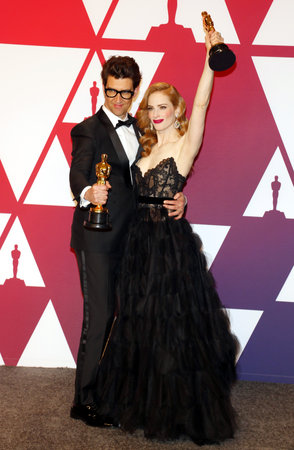 Guy Nattiv and Jaime Ray Newman at the 91st Annual Academy Awards - Press Room held at the Loews Hotel in Hollywood, USA on February 24, 2019.のeditorial素材