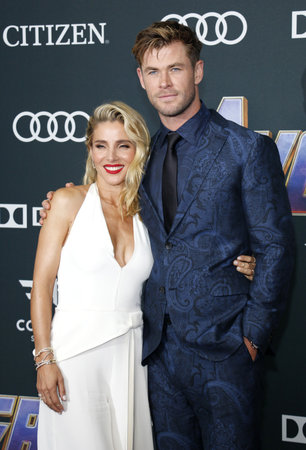 Chris Hemsworth and Elsa Pataky at the World premiere of 'Avengers: Endgame' held at the LA Convention Center in Los Angeles, USA on April 22, 2019.のeditorial素材