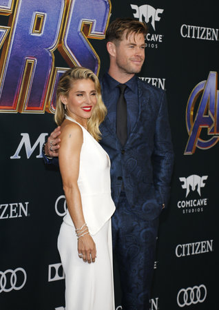 Chris Hemsworth and Elsa Pataky at the World premiere of 'Avengers: Endgame' held at the LA Convention Center in Los Angeles, USA on April 22, 2019.のeditorial素材