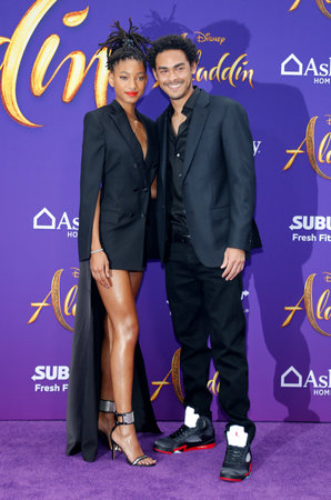Trey Smith and Willow Smith at the Los Angeles premiere of 'Aladdin' held at the El Capitan Theatre in Hollywood, USA on May 21, 2019.のeditorial素材