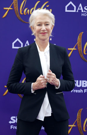Helen Mirren at the Los Angeles premiere of 'Aladdin' held at the El Capitan Theatre in Hollywood, USA on May 21, 2019.のeditorial素材