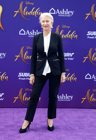 Helen Mirren at the Los Angeles premiere of 'Aladdin' held at the El Capitan Theatre in Hollywood, USA on May 21, 2019.のeditorial素材