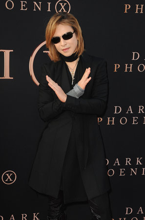 Yoshiki at the Los Angeles premiere of 'Dark Phoenix' held at the TCL Chinese Theatre in Hollywood, USA on June 4, 2019.のeditorial素材