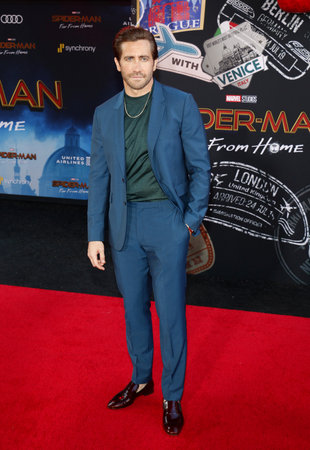Jake Gyllenhaal at the World premiere of 'Spider-Man Far From Home' held at the TCL Chinese Theatre in Hollywood, USA on June 26, 2019.のeditorial素材