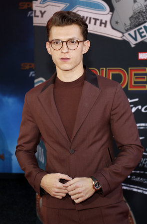 Tom Holland at the World premiere of 'Spider-Man Far From Home' held at the TCL Chinese Theatre in Hollywood, USA on June 26, 2019.のeditorial素材