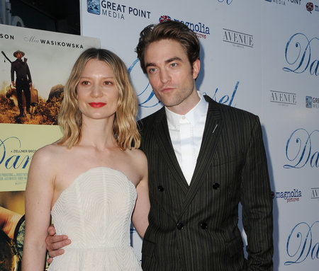 Mia Wasikowska and Robert Pattinson at the Magnolia Pictures' premiere of 'Damsel' held at the ArcLight Hollywood in Hollywood, USA on June 13, 2018.のeditorial素材