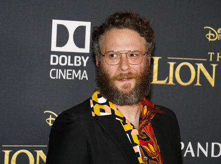 Seth Rogen at the World premiere of 'The Lion King' held at the Dolby Theatre in Hollywood, USA on July 9, 2019.のeditorial素材