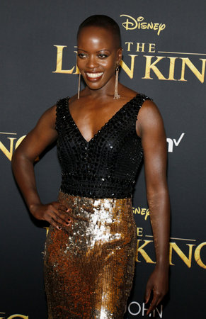 Florence Kasumba at the World premiere of 'The Lion King' held at the Dolby Theatre in Hollywood, USA on July 9, 2019.のeditorial素材