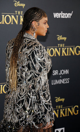 Beyonce at the World premiere of 'The Lion King' held at the Dolby Theatre in Hollywood, USA on July 9, 2019.のeditorial素材