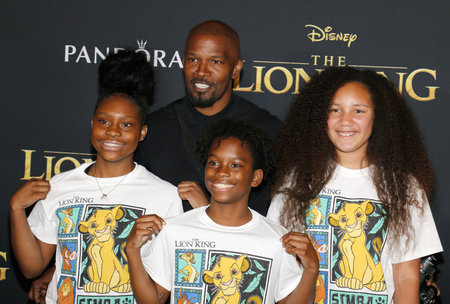 Jamie Foxx at the World premiere of 'The Lion King' held at the Dolby Theatre in Hollywood, USA on July 9, 2019.のeditorial素材