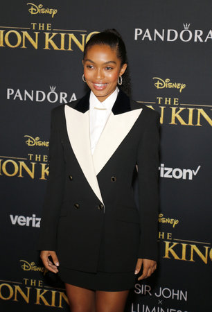 Yara Shahidi at the World premiere of 'The Lion King' held at the Dolby Theatre in Hollywood, USA on July 9, 2019.のeditorial素材