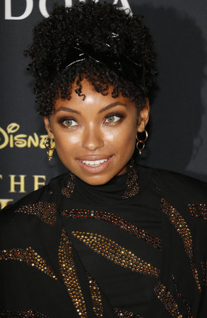Logan Browning at the World premiere of 'The Lion King' held at the Dolby Theatre in Hollywood, USA on July 9, 2019.のeditorial素材