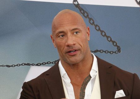 Dwayne Johnson at the World premiere of 'Fast & Furious Presents: Hobbs & Shaw' held at the Dolby Theatre in Hollywood, USA on July 13, 2019.のeditorial素材