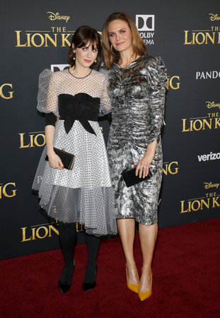 Zooey Deschanel and Emily Deschanel at the World premiere of 'The Lion King' held at the Dolby Theatre in Hollywood, USA on July 9, 2019.のeditorial素材