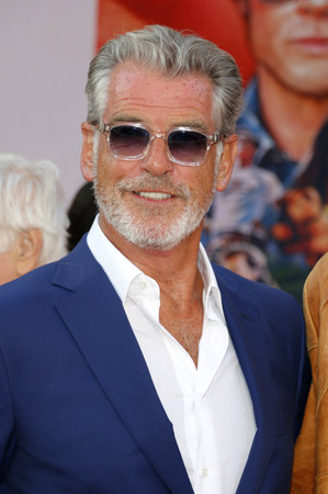 Pierce Brosnan at the Los Angeles premiere of 'Once Upon a Time In Hollywood' held at the TCL Chinese Theatre in Hollywood, USA on July 22, 2019.のeditorial素材