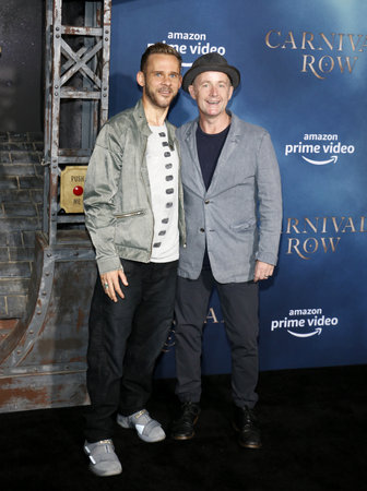 Dominic Monaghan and Billy Boyd at the Los Angeles premiere of Amazon's 'Carnival Row' held at the TCL Chinese Theatre in Hollywood, USA on August 21, 2019.のeditorial素材