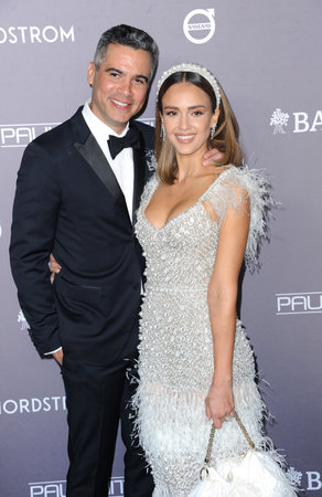 Cash Warren and Jessica Alba at the 2019 Baby2Baby Gala Presented By Paul Mitchell held at the 3LABS in Culver City, USA on November 9, 2019.のeditorial素材