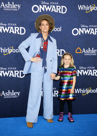 Evangeline Ruth Carlile and Brandi Carlile at the World premiere of Disney And Pixar's 'Onward' held at the El Capitan Theatre in Hollywood, USA on February 18, 2020.のeditorial素材
