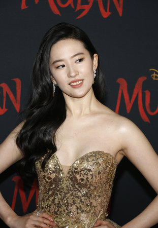Yifei Liu at the World premiere of Disney's 'Mulan' held at the Dolby Theatre in Hollywood, USA on March 9, 2020.のeditorial素材