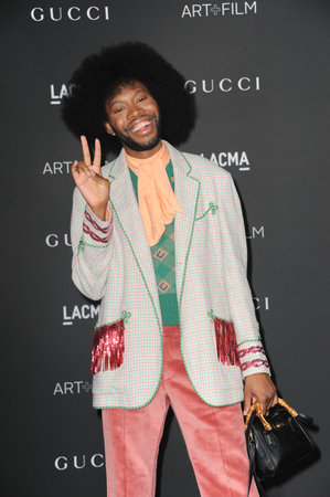 Jeremy O. Harris at the 10th Annual LACMA ART+FILM GALA Presented By Gucci held at the LACMA in Los Angeles, USA on November 6, 2021.のeditorial素材