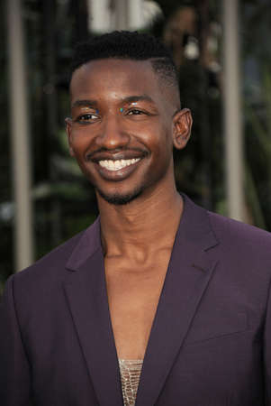 Mamoudou Athie at the Los Angeles premiere of 'Jurassic World Dominion' held at the TCL Chinese Theater in Hollywood, USA on June 6, 2022.のeditorial素材