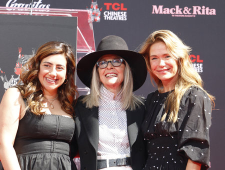 Katie Aselton and Diane Keaton at Diane Keaton Hand- and Footprint Ceremony held at the TCL Chinese Theater in Hollywood, USA on August 11, 2022.のeditorial素材