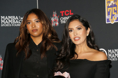 Vanessa Bryant and Natalia Diamante Bryant at Koby Bryant hand and footprint ceremony held at the TCL Chinese Theater in Hollywood, USA on March 15, 2023.のeditorial素材