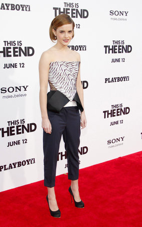 Emma Watson at the Los Angeles Premiere of "This Is The End" held at the Regency Village Theatre in Westwood, USA on June 3, 2013.のeditorial素材