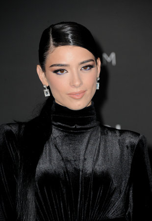 A model walks runway for Dennis Basso Fall/Winter 2019 Collection during New York Fashion Week at Cipriani 42nd Street, Manhattanのeditorial素材