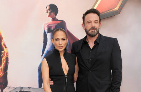 Jennifer Lopez and Ben Affleck at the Los Angeles premiere of 'The Flash' held at the Ovation in Hollywood, USA on June 12, 2023のeditorial素材
