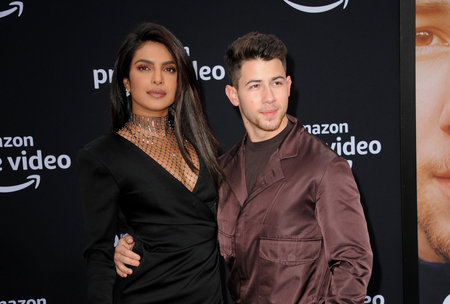 Nick Jonas and Priyanka Chopra at the premiere of Amazon Prime Video's 'Chasing Happiness' held at the Regency Bruin Theatre in Westwood, USA on June 3, 2019.のeditorial素材