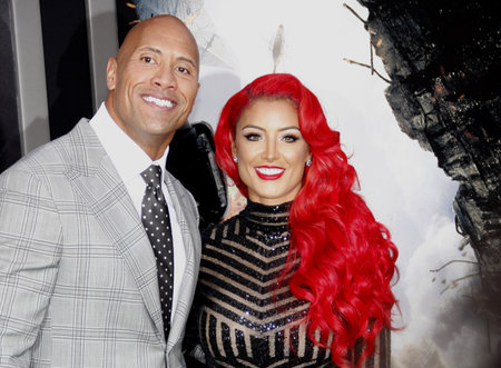 Dwayne Johnson and Eva Marie at the World premiere of 'San Andreas' held at the TCL Chinese Theatre IMAX in Hollywood, USA on May 26, 2015.のeditorial素材