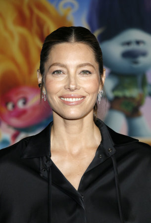 Jessica Biel at the Los Angeles premiere of 'Trolls Band Together' held at the TCL Chinese Theatre in Hollywood, USA on November 15, 2023.のeditorial素材