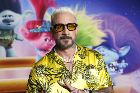 AJ McLean at the Los Angeles premiere of 'Trolls Band Together' held at the TCL Chinese Theatre in Hollywood, USA on November 15, 2023.のeditorial素材