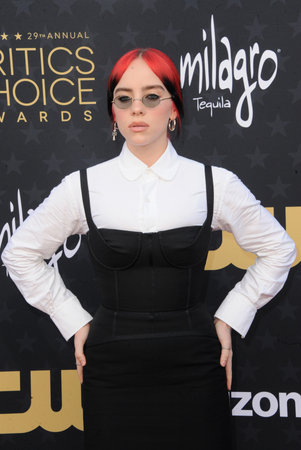 Billie Eilish at the 29th Annual Critics' Choice Awards held at the Barker Hangar in Santa Monica, USA on January 14, 2024.のeditorial素材