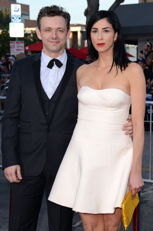 Michael Sheen and Sarah Silverman at the Los Angeles premiere of 'A Million Ways To Die In The West' held at the Regency Village Theatre in Los Angeles, USA on May 15, 2014.のeditorial素材