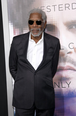 Morgan Freeman at the Los Angeles premiere of "Transcendence" held at the Regency Village Theatre in Westwood on April 10, 2014.のeditorial素材