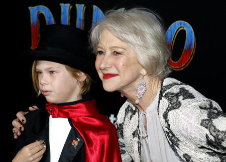 Helen Mirren and Waylon Hackford at the World premiere of 'Dumbo' held at the El Capitan Theatre in Hollywood, USA on March 11, 2019.のeditorial素材