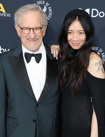 Steven Spielberg and Chloe Zhao at the 78th Annual Directors Guild of America Awards held at the Beverly Hilton in Beverly Hills, USA on February 7, 2026.のeditorial素材