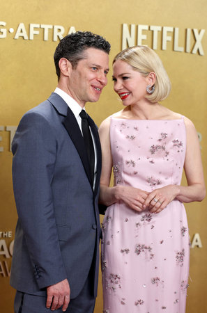 Michelle Williams and Thomas Kail at the 32nd Annual Actor Awards held at Shrine Auditorium and Expo Hall in Los Angeles, USA on March 1, 2026.のeditorial素材