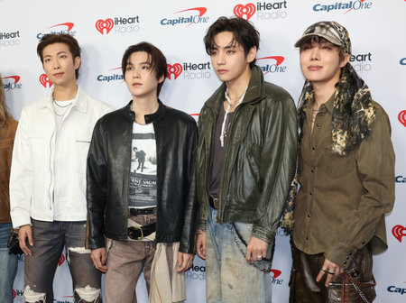 Jin, Suga, J-Hope, RM, Jimin, V, and Jung Kook of BTS at the 2026 iHeartRadio Music Festival held at T-Mobile Arena in Las Vegas, USA  on September 18, 2026.