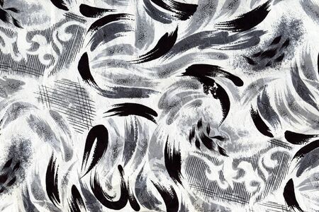 Decorative fabric texture with detailed fanciful greyscale pattern. の写真素材