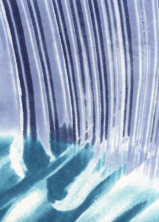 Texture of light fabric with abstract cyan and blue colored pattern.の写真素材