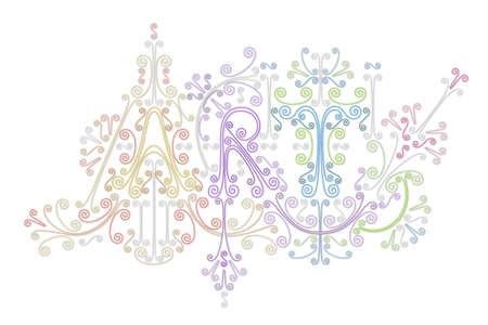 Colorful calligraphic inscription of word Art in rococo style. の写真素材