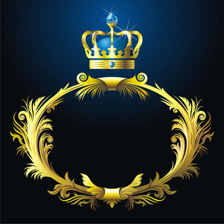 Background with gold  garland and crownのイラスト素材